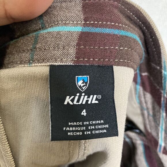 Kuhl Streamline Corduroy Snap Front Mini Skirt Gray Women’s Size 4 Pockets Logo - Picture 11 of 11